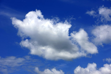 White puffy clouds in a blue sky over Florida