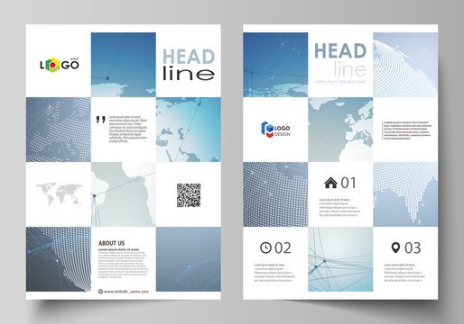 The vector illustration of the editable layout of A4 format covers design templates for brochure, magazine, flyer, booklet, report. Scientific medical DNA research. Science or medical concept.