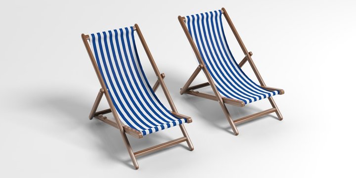 Beach Chairs On White Background. 3d Illustration