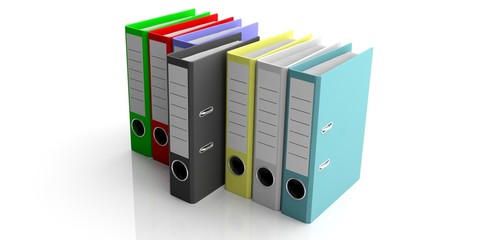 Office folders isolated on white background. 3d illustration