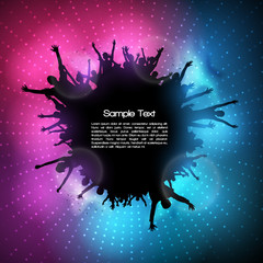 Abstract Colorful Dancing People Silhouettes Party Vector Background