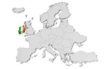 3D map, flag - Ireland
