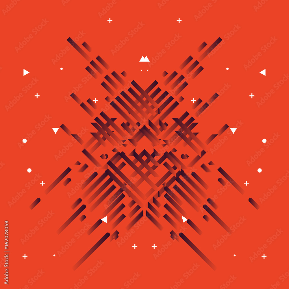 Poster abstract minimalistic design - creative concept - modern diagonal red background with gradient geome