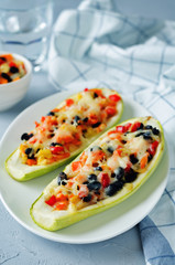 Black beans vegetables stuffed zucchini