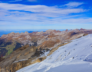View from Mt. Titlis in the Swiss Alps in autumn