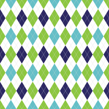 Vector Argyle Seamless Pattern in Navy, Blue, and Green Color. Seamless Argyle Pattern. Checkered Seamless Pattern. 