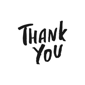 Thank you - Hand drawn lettering quote. Vector illustration.
