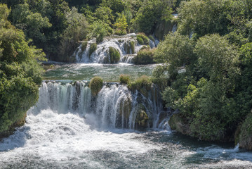 Fototapeta na wymiar Waterfall in national Park Krka. Croatia