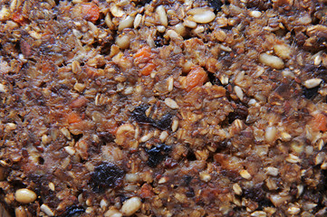 Texture of baked homemade protein muesli bars