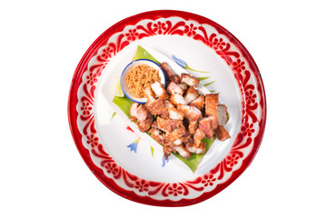 Crispy Roast Pork Belly,chinese cuisine on white background