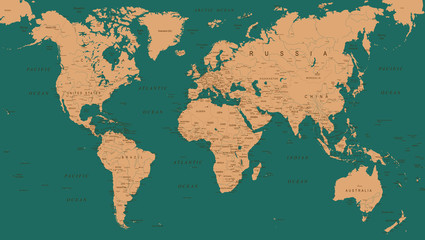 Naklejka premium Mapa świata Vintage - ilustracji wektorowych