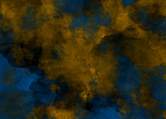 Gold And Blue Watercolor Style Marble Abstract Background