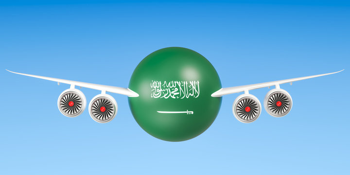 Saudi Arabia Airlines And Flying's Concept. 3D Rendering