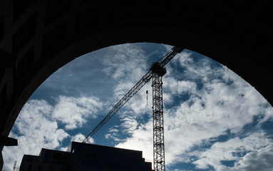 Fototapeta premium Construction of a multi-storey residential building in Moscow