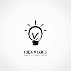 Letter V on a Lamp Idea Logo