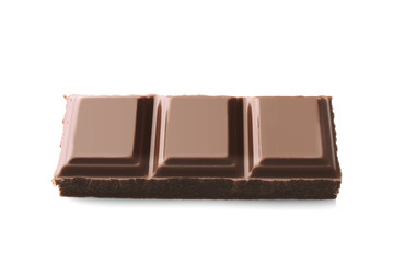 Broken chocolate piece, isolated on white