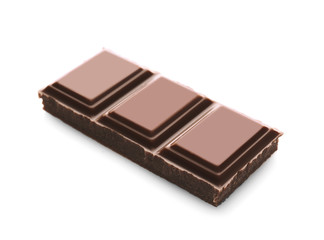 Broken chocolate piece, isolated on white