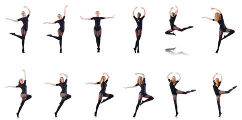 Woman dancing isolated on the white