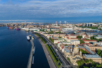 Aerial view on Lieutenant Schmidt embankment 