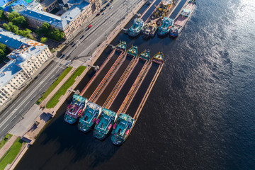 Aerial view on Lieutenant Schmidt embankment 
