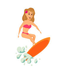 Surfer woman in bikini