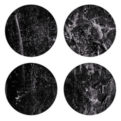 Set of black acrylic hand painted circle isolated on white.