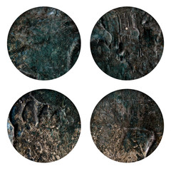 Set of brown acrylic hand painted circle isolated on white.