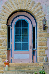 Pink Stone House Door