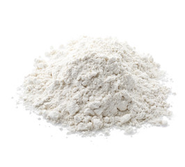 Heap of flour on white background