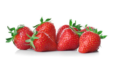 Tasty red strawberries on white background