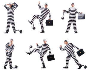 Convict criminal in striped uniform