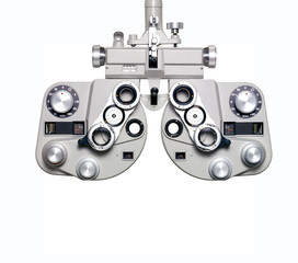 Eyesight testing equipment isolated on white background.

