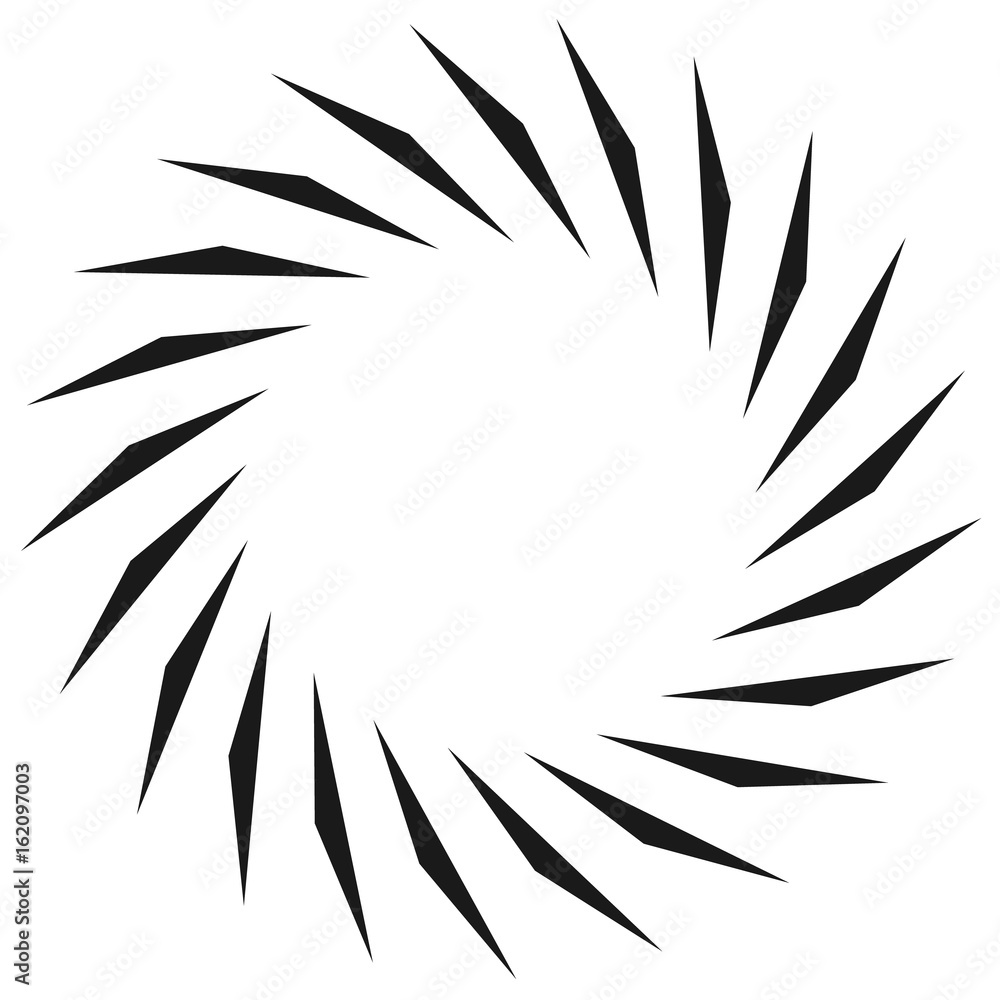 Poster radial geometric element series. abstract black and white shape in concentric, circular style. desig