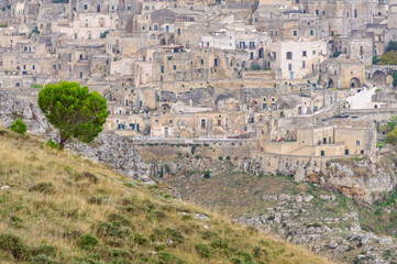 Fototapeta na wymiar Sasso Caveoso is a startling cave town, a UNESCO World Heritage Site, one of the oldest continually inhabited settlements - Matera, Basilicata, Italy