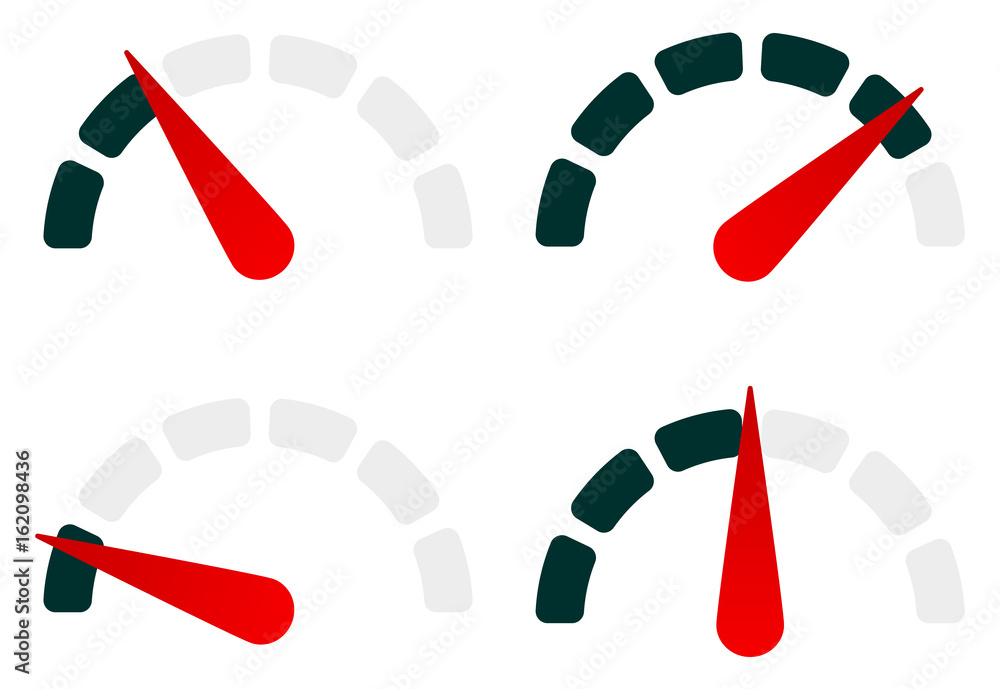 Poster Gauge level-indicator symbol set from low to high