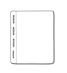 notebook top view on white  background hand drawn blank paper cover vector line art illustration
