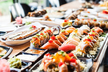 Japanese food set in resturant, asia food in Thailand