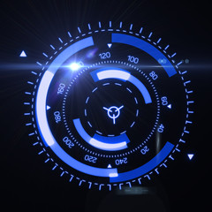 Futuristic HUD Target UX UI Interface. Graphic for tech title and background, news headline business concept. 3d illustration