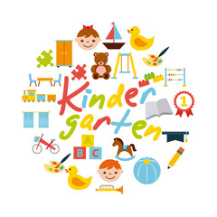 Naklejka premium icons set kinder garten vector illustration design graphic
