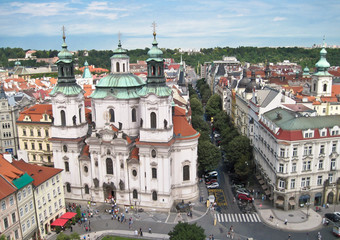 Fototapeta na wymiar view of Prague from the Prague Castle. Saint Nicholas church. Czech Republic
