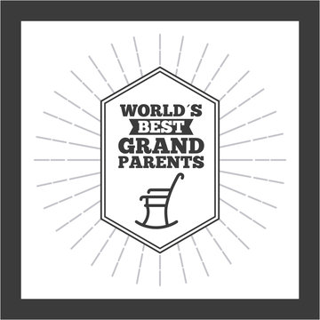 Worlds best grandparents label with rocking chair over white background