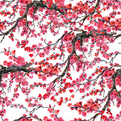 cherry blossoms seamless pattern