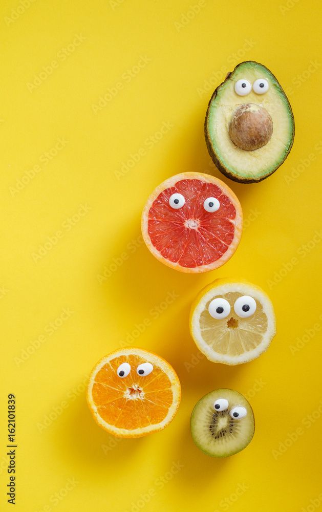 Poster funny fruits and vegetables