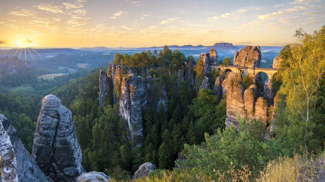 The Bastei Bridge, Saxon Switzerland National Park, Germany