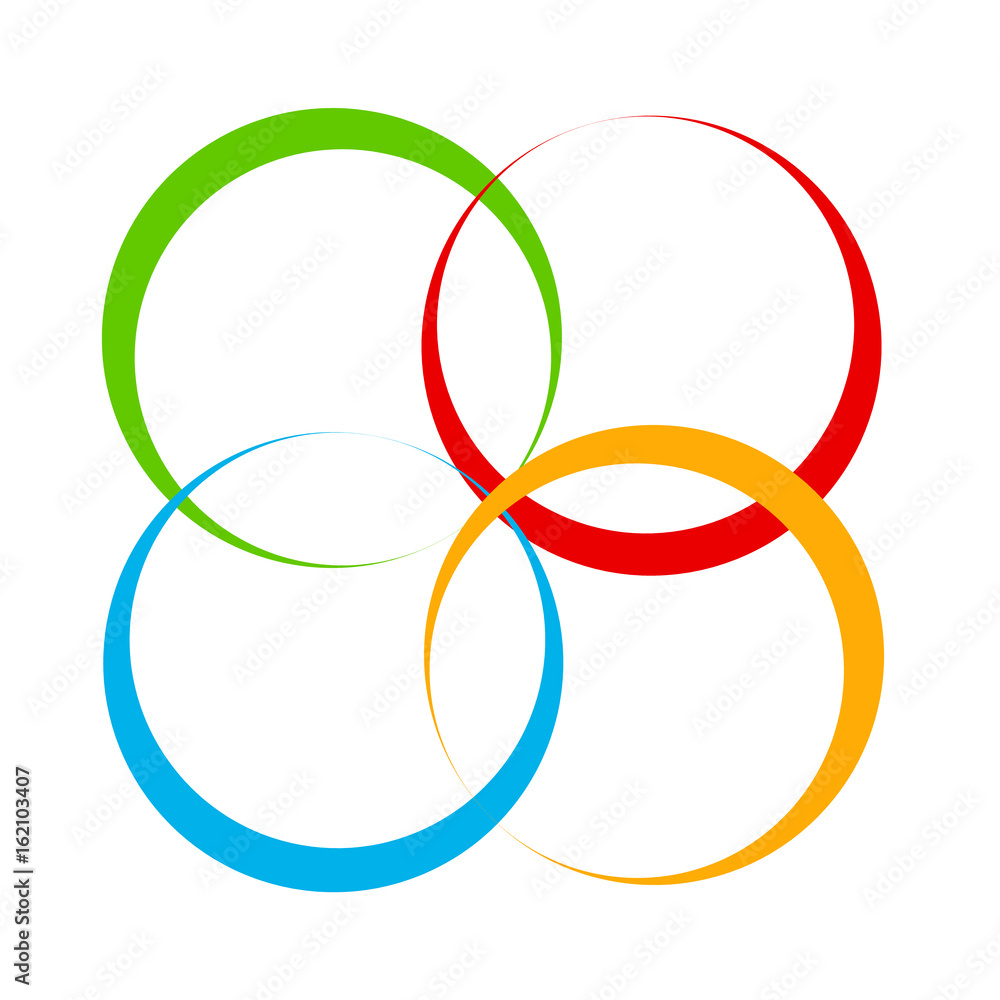 Poster shape with overlapping circles motif. geometric intersecting circles, rings abstract icon