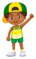 Boy from Kenya in green shorts