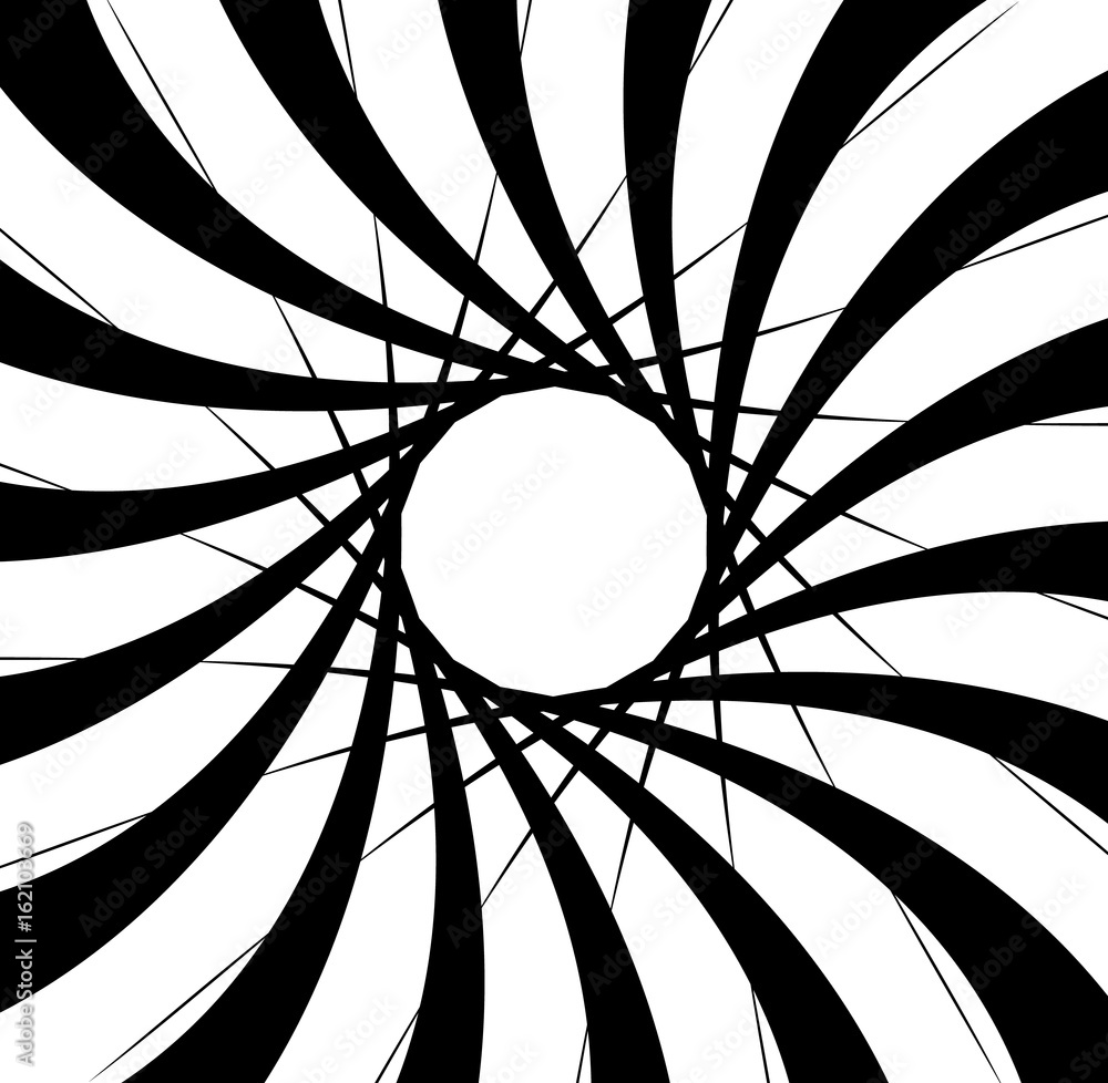 Aufkleber Abstract pattern with radial lines. Radial, radiating lines with distortion effect. Circular geometric pattern