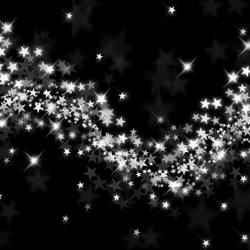 Wave Of Stars On A Black Background