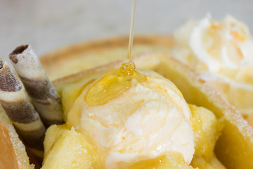 Honey Santos Bread and honey ice cream