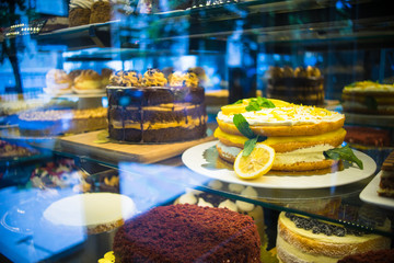 Dessert concept on dark table